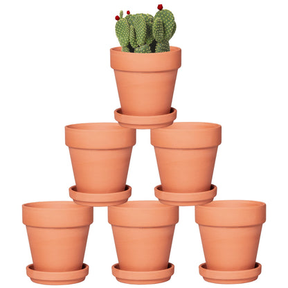 Orceler 4 Inch Terracotta Pots with Saucer - 6 Pack Small Clay Plant Pots with Drainage Holes, Flower Pots with Tray, Terra Cotta Pots for Indoor Outdoor Plants, Crafts, Wedding Favor