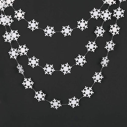 Cheerland Clearance Winter Wonderland Decorations White Snowflake Garland Hanging Paper Snowflakes Decor Snow Flake Streamer for Birthday Holiday Baby Shower Office Classroom January Party Supplies