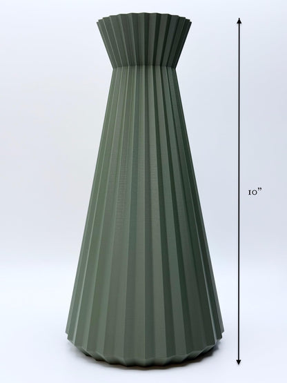 Modern Decorative vase, Geometric Design Feature in Any mid-Century Modern, Contemporary Style Living Room, Kitchen Counter, Dining, Shelf, Office, Coffee Table. 3D Print, 10 inches Tall [sage].