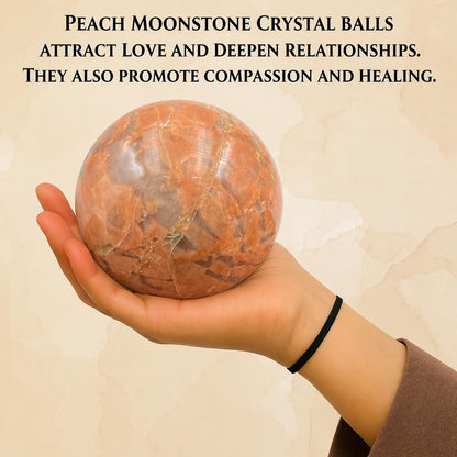 GEMSCITE Natural Moon Stone 50-55 mm Gemstone Ball Sphere with Stand Hand Carved Crystal Altar Healing Devotional Focus Spiritual Chakra Cleansing Metaphysical Gift for Men Women from India