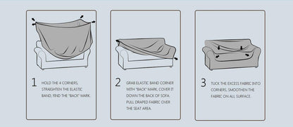 Fancy Collection 3pc Set Slipcover Set Furniture Cover Spandex Set Includes Sofa and Love-Seat and Chair Covers Solid New (Grey)