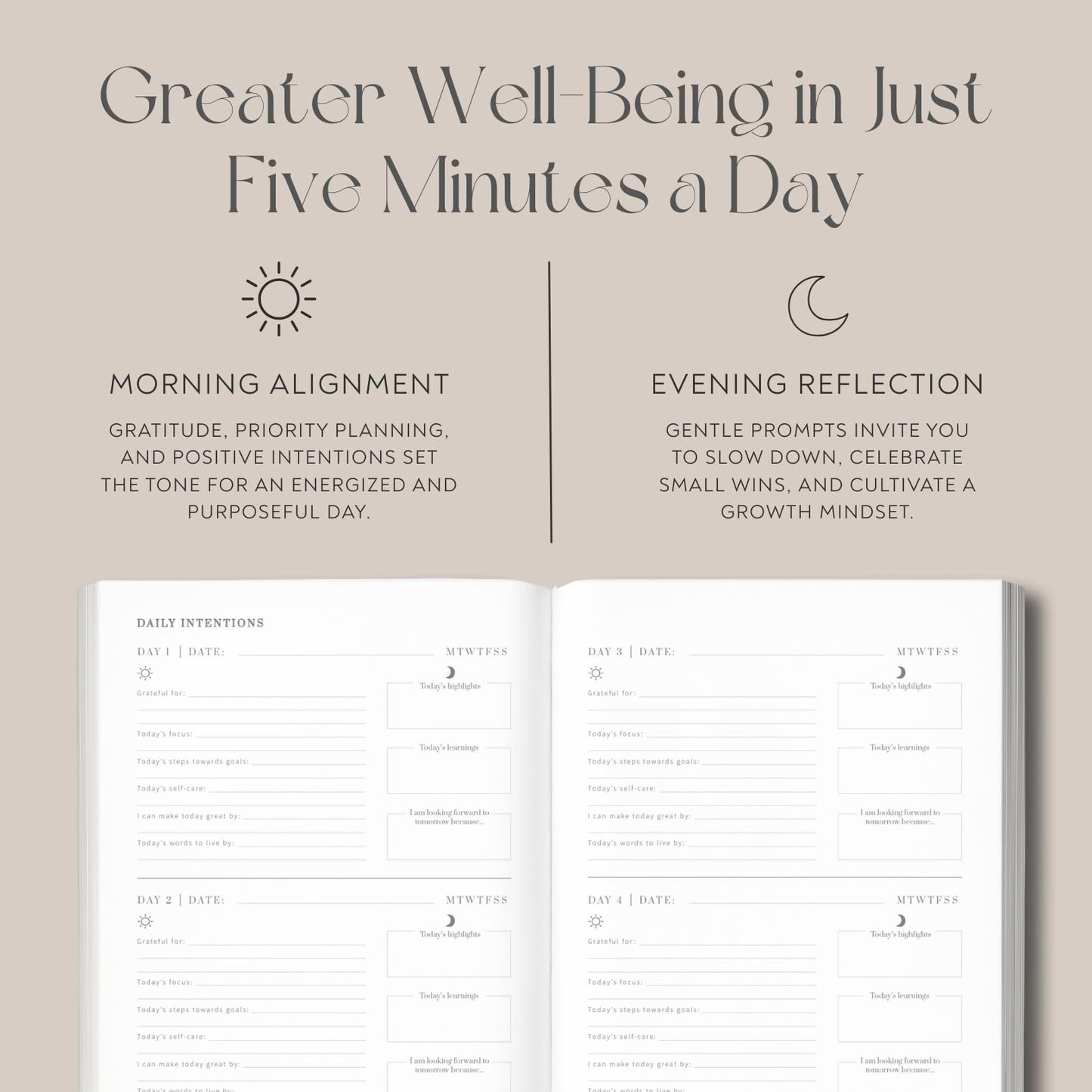 YOU – The Well-being Journal by Olive + Page – 6-Month Guided Self Care Journal with Gratitude Prompts, Daily Planner, Habit Tracker, and Reflection – Undated Wellness Journal – Linen Gold Foil Cover (Olive)