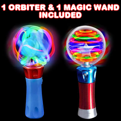 ArtCreativity Light Up Magic Ball Wand & Spinning Light Wand Set – LED Light Spinner Wands for Kids, Includes Flashing Light Up Spinner – Sensory Toys for Kids with Autism – Batteries Included