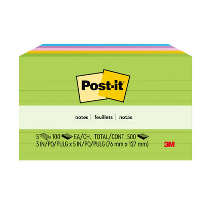 Post-it Notes, 3 in x 5 in, 5 Lined Sticky Notes Pads, 100 Sheets per Pad, Floral Fantasy Collection, School Supplies and Oﬃce Products