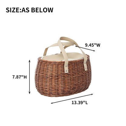 Wicker Insulated Picnic Basket, Natural Willow Hamper Empty Basket with Insulated Cooler Bag and Lid for Camping Outdoor Easter