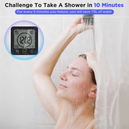 SS SUNSBELL Digital Bathroom Shower Wall Clock Timer, Shower Clock Waterproof with Big LCD Display, Touch Screen Timer with Suction, Large Countdown Visual Hanging Wall Clock (Black)