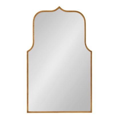 Kate and Laurel Gezella Glam Scalloped Arched Wall Mirror; 22 x 36; Antique Gold; Stunning Glamorous Decorative Tall Arch Mirror with Soft Scallops and Slim Moroccan Frame