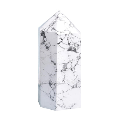 AMOYSTONE Large Stone Tower Natural White Turquoise Healing Crystal Wand Hexagonal Point Obelisk Irregular 3-3.5 Lbs, Spiritual Meditation, Reiki Chakra Gemstone Home Decor