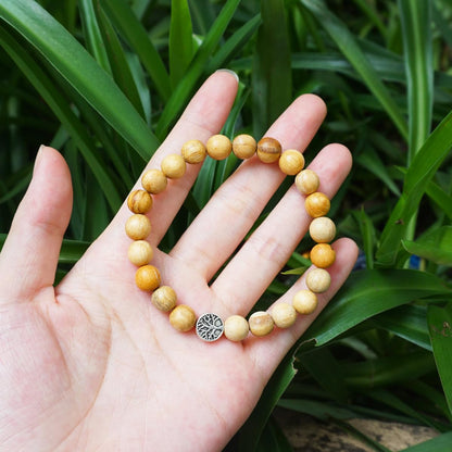 TaHLga 8MM Palo Santo Bracelet with Sterling Silver for Women Men | Beautiful Fragrance | Healing Spiritual Jewelry for Reiki Yoga Deep Meditation