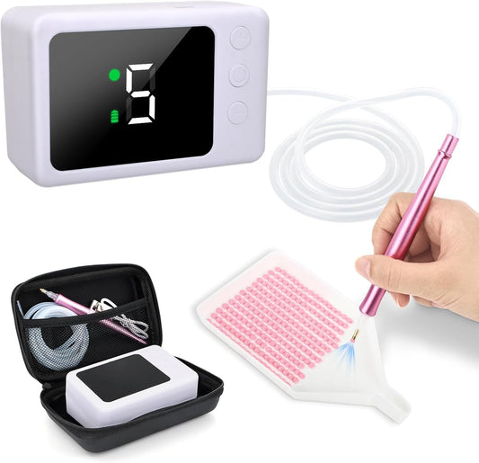 Philorn Electric Diamond Painting Pens, Rechargeable Cordless Diamond Art Pen, 1200mAh, Diamond Art Vacuum Pen with Storage Case, 5 Suction Levels, LED Screen Display, Diamond Art Accessories
