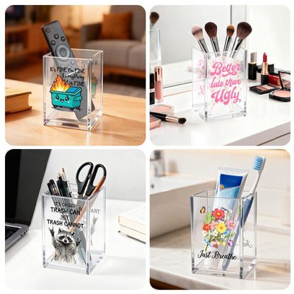 Gkodw Be Proud Of The Work Acrylic Cosmetic Organizer Pen Holder, Funny Acrylic Desk Holder Cup for Pen Pencil, Inspirational Office Gifts for Coworker, Thank You Gifts for Women Leader boss Staff
