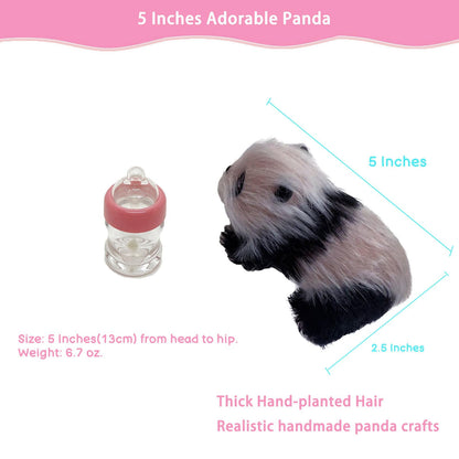 VOLOBE Silicone Panda, 5 Inches Soft Mini Realistic Animal Toy as Silicone Piglet Companion with Sleeping Pad Accessories for Kids Boy Girl Birthday (Panda)