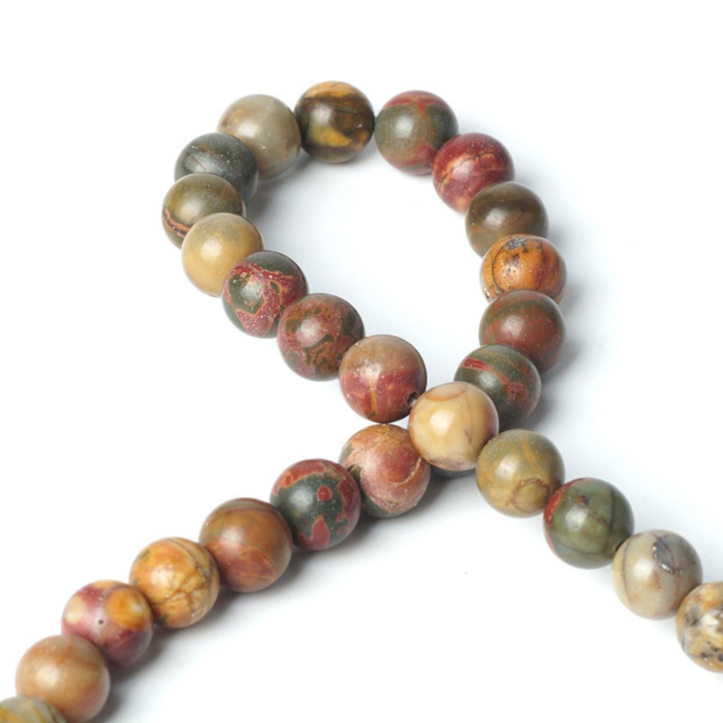 100Pcs Natural Stone 6mm Picasso Round Loose Gemstone Energy Healing Beads Hole Size 1mm DIY Smooth Beads for Bracelet Necklace Earrings Jewelry Making