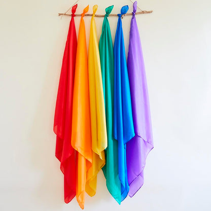 Sarah's Silks Mini Playsilks | Solid Colors | Creative Waldorf Toys for Education and Open-Ended Play (Set of 6 Primary)