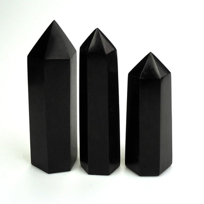Sisamn Natural Black Tourmaline Column Chunk - Handcrafted Healing Crystal Wand Tower Obelisk, Energy Protection Stone for Meditation, Chakra Balancing, Positive Energy, 0.6-0.9lb