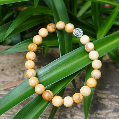 TaHLga 10MM Palo Santo Bracelet with Sterling Silver for Women Men | Beautiful Fragrance | Healing Spiritual Jewelry for Reiki Yoga Deep Meditation