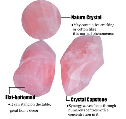 AMOYSTONE Rose Quartz Crystal Stones Energy Flame Tower Chakra Healing Stone Home Decoration 0.6-1.0LB