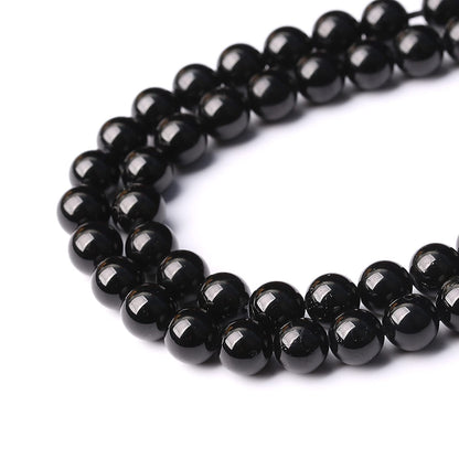 60pcs 6mm AAAA Natural Black Tourmaline Gemstone Beads Round Loose Beads for Jewelry Making DIY Bracelet Necklace