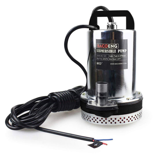 BACOENG DC 12V Farm & Ranch Solar Water Pump Submersible Well Pump 26ft Lift