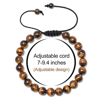 M MOOHAM Gifts for Male Coworkers Mens - Natural Black Lava Rock Stone Mens Anxiety Tiger Eye Bracelets Adjustable Aromatherapy Essential Oil Diffuser Healing Bracelet