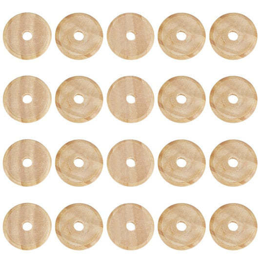 BENECREAT 20pcs Natural Wooden Disc Beads, 2 x 0.3 inch Pine Wood Circles, Unfinished Round for Artist Painting Hanger Sign DIY Crafts Projects