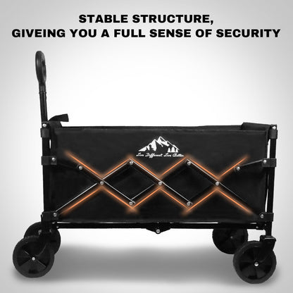 SAILARY Collapsible Wagon 352LBS Capacity, Foldable Large Wagons Carts, Heavy Duty Outdoor Folding Wagon with All-Terrain Wheels, Utility Garden Beach Wagon with Storage Bag Black