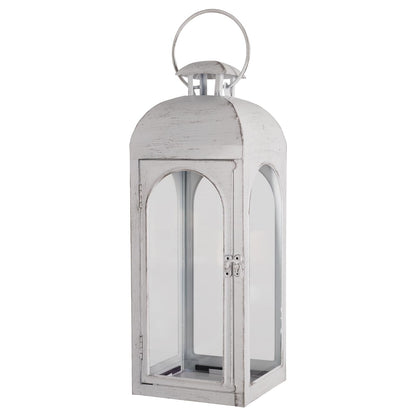 Damsico Lantern Decorative Indoor & Outdoor, Large Hanging Candle Lanterns, Metal Decorative Candle Lanterns, Waterproof Hanging Lantern for Porch Patio Wedding Home (White)
