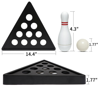 YDDS Shuffleboard Bowling Pin Set with 10 Pcs Premium Hardwood Bowling Pins Durabel Triangular Pinsetter Resin Bowling Ball and Carrying Bag, Fun for Shuffleboard Games