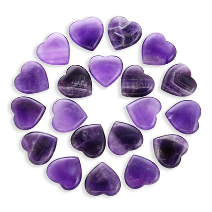 Namzi 20 Packs of Tumbled Polished Natural Amethyst Stones and Crystals Heart Stones, Crystals and Healing Stones Quartz Bulk for Wicca, Reiki, Healing Energy, Chakra Stones, Witchcraft Supplies