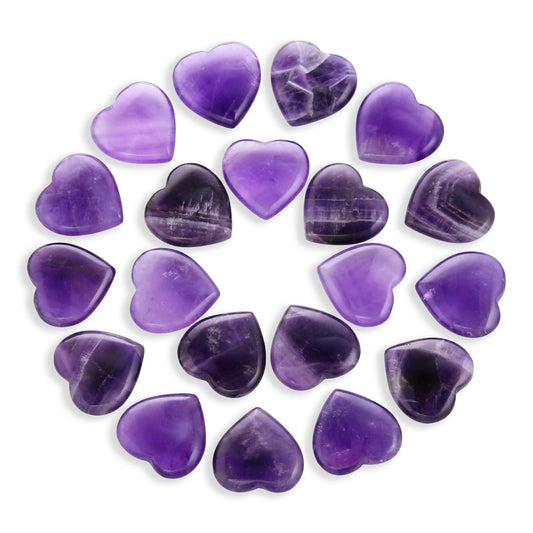 Namzi 20 Packs of Tumbled Polished Natural Amethyst Stones and Crystals Heart Stones, Crystals and Healing Stones Quartz Bulk for Wicca, Reiki, Healing Energy, Chakra Stones, Witchcraft Supplies