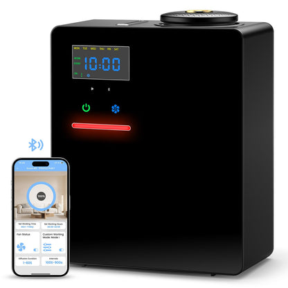 Waterless Essential Oil Diffuser 5000 Sq.Ft Coverage for Large Home, Hotel, or Office, 200ml Cold Air Scent Diffuser Machine with Bluetooth App Control, Quiet No-Heat HVAC Fragrance Diffuser
