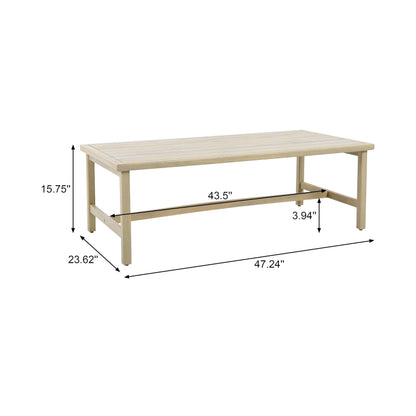 Christopher Knight Home Teras 8-Seater Patio Furniture Set with Removable Cushion, 5 Piece Outdoor Acacia Wood Conversation Set, Sold Wood Outdoor Sectional Sofa Set with Coffee Table,Light Teak+Cream