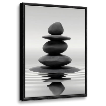 DCMVJHZV Framed Black and White Bathroom Wall Art Zen Stones in the water Bathroom Wall Art Yoga Meditation Picture Wall Decor Spa Room Bedroom Living Room Wall Painting Print (12"x16")
