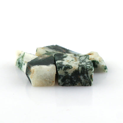 CRYSTALINES 5pcs AAA Grade Wholesale Natural Raw Moss Agate Gemstone, Untreated Rough Stone, Bulk Loose Supplies, DIY Jewelry Making, Chakra Healing Crystals, Birthstone, Gem Collection