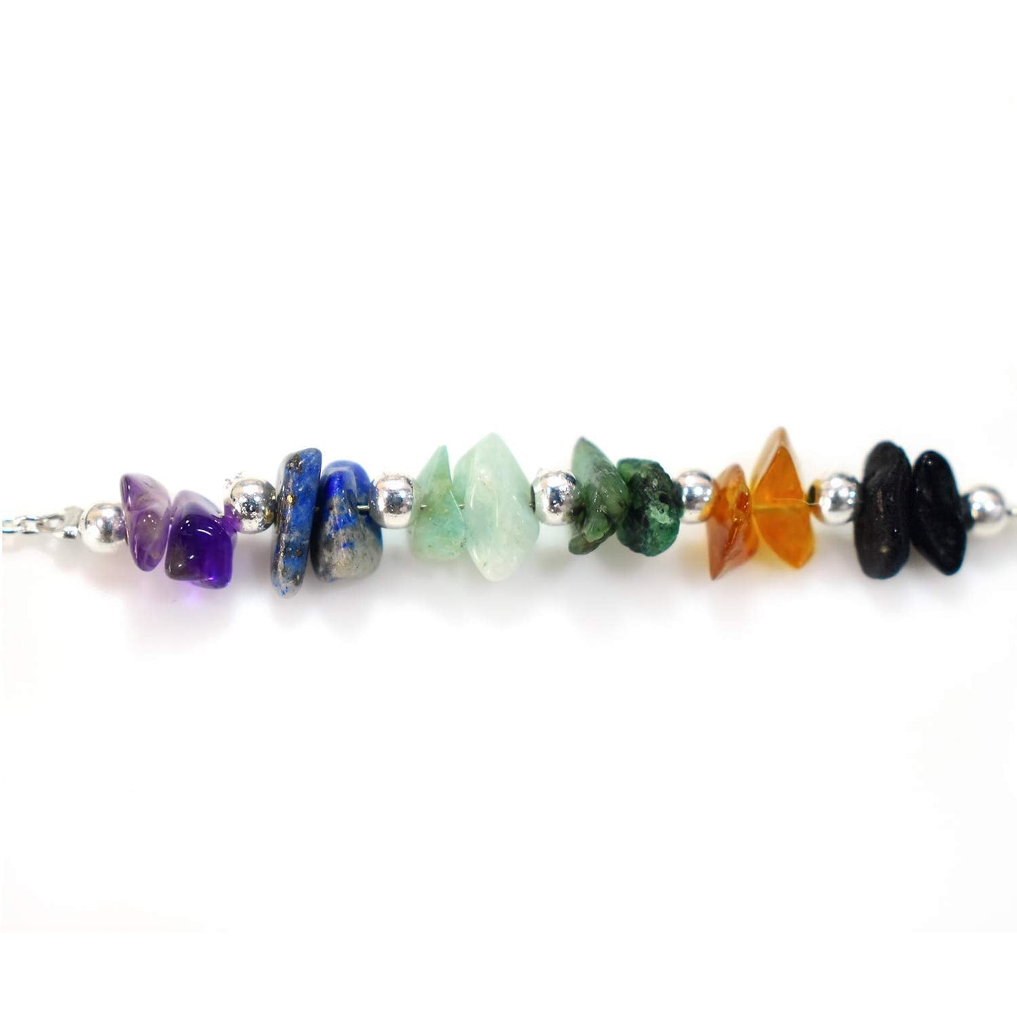 Gempires Multi Color Beaded Crystal Bracelet 7 Chakra Handmade Jewelry Hypoallergenic 8 Inch Silver Plated Healing Crystal Gemstone Women Bracelets