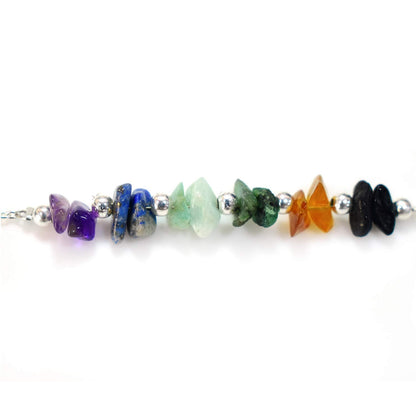 Gempires Multi Color Beaded Crystal Bracelet 7 Chakra Handmade Jewelry Hypoallergenic 8 Inch Silver Plated Healing Crystal Gemstone Women Bracelets