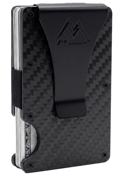 Mountain Voyage Co Minimalist Wallet for Men & Women - Slim RFID Wallet, Scratch Resistant, Credit Card Holder & Money Clip, Easily Removable Money & Cards, (Matte Carbon Fiber)