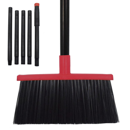 Xifando Heavy-Duty Adjustable Angle Broom with 56" Steel Handle - Ideal for Home, Garage, Kitchen, Bathroom, Office, and Outdoor Use - Durable & Efficient Cleaning Tool for Hard Floors (Red)