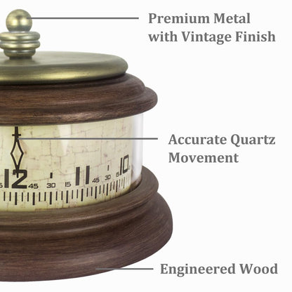 Presentime & Co. Louis XVI Mantel Clock, Desk & Shelf Clock, Retro Tabletop Clock for Living Room, Bedroom, Shelf Decoration, Fireplace, Farmhouse Decor, Walnut Brown Finish.