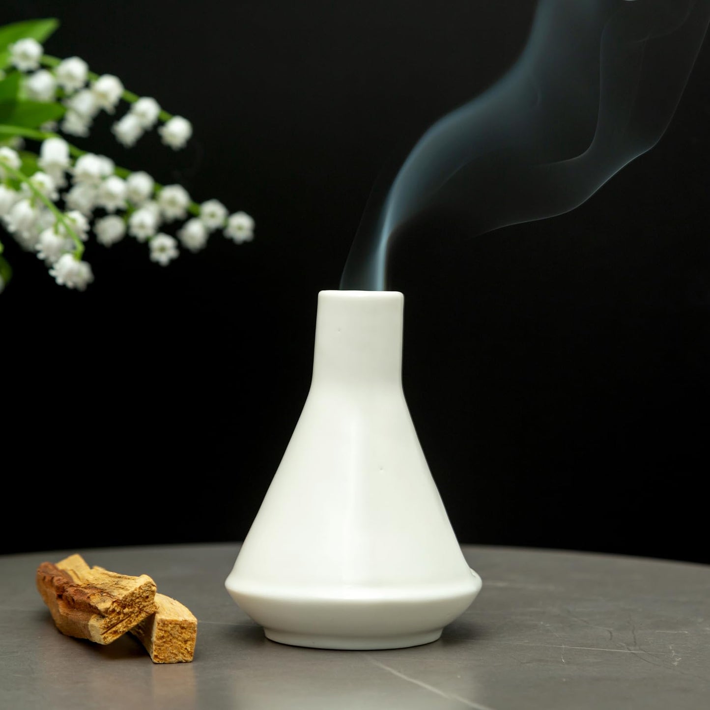 MOUGIGI Ceramic Chiminea Palo Santo Holder and Burner - Modern Medieval Incense Candle and Matchstick Mini Chiminea for Wood Sticks and Bulk Incense with Ash Catcher - Zen-Inspired Home Decor Gift