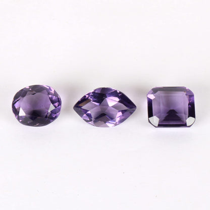 GEMHUB Brazilian Top Ranking 80.00 Carats Violet Amethyst Mix Shape Set of 3 Pcs Violet Amethyst Loose Gemstone Beads
