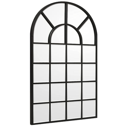 GIFTTROVE Black Arched Window Mirror, Large Window Pane Mirror with Beveled, Metal Framed Windowpane Mirrors, 28.5" X 50" Arched Wall Mirrors for Wall Decor, Entryway, Living Room