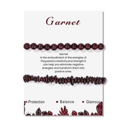 2Pcs Garnet Bracelets for Women Crystal Bead Bracelet Healing Crystal Bracelet Gemstone Beaded Bracelet Natural Stone Garnet Jewelry for Women Girls