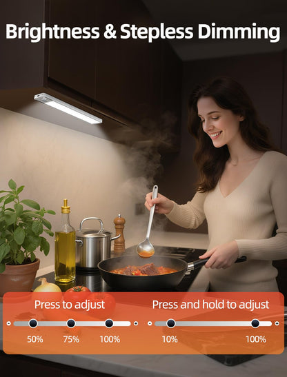 Under Cabinet Motion Sensor Lighting: Dimmable Rechargeable Lights Indoor - Battery Operated Lights - Undercabinet Wireless Closet Light Magnetic Led Light for Kitchen Home Bathroom Counter 5 Pack