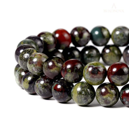 Natural Stone Beads 100pcs 10mm Dragon Blood Stone Round Genuine Stone Beading Loose Gemstone DIY Smooth Beads for Bracelet Necklace Earrings Jewelry Making (Dragon Blood Stone Red, 10mm)