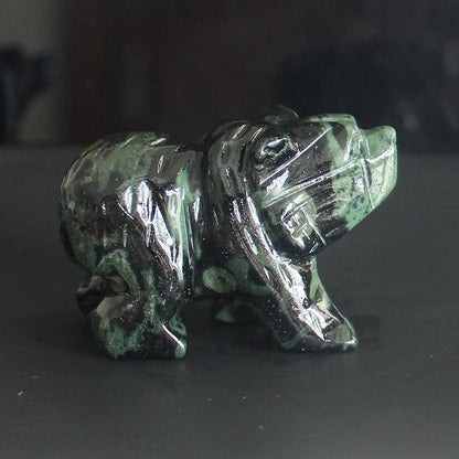 HLbshi Hand Carved Gemstone Crystal Bear Figurine Animal Statue Carving Office Home Decor Collections 2'' (kambaba Jasper)