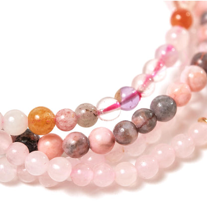 Love Crystal Bracelet Stack 4mm – Healing Stone Beaded Bracelets – Rose Quartz, Pink Zebra, and Mixed Light Stones, Spiritual Energy Jewelry for Unconditional Love, Joyful Comfort, Harmony – Elastic, Unisex, Gift-Ready
