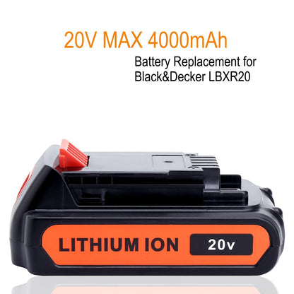 Lasica 2Pack 4.0Ah 20V MAX LBXR20 Compatible with Black and Decker Weed Eater 20V Battery LB2X4020 LBXR2020-OPE LBXR20-OPE2 LBXR20B-2 LB2X3020-OPE LBXR20BT 20 Volt Max Outdoor Cordless Power Tools