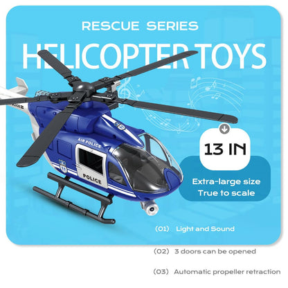 ANJARU Helicopter Toy with Lights and Sound,Simulative Rescue Helicopter Toddler Kids Toys for Kids Aged 3 4 5 6 Pull-Back Propeller Army Toys Toddler Kids Boys Gifts (Police.-Helicopter)
