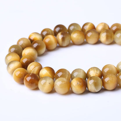 45PCS 8MM AAA Honey Gold Tiger Eye Stone Beads Natural Gemstone Bead Crystal Healing Energy Jewelry Making DIY 15 inches